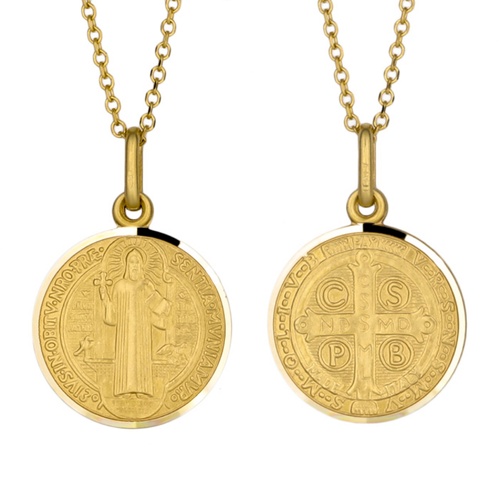9KT Yellow Gold St Benedict Medal Pendant