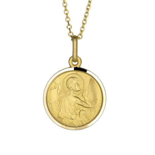 17mm 9KT Yellow Gold St John Medal Pendant
