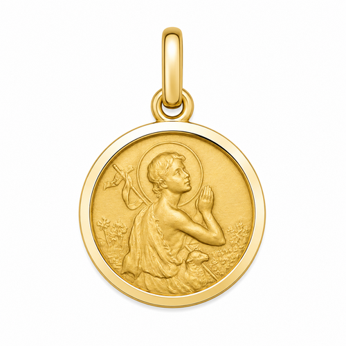 17mm 9KT Yellow Gold St John Medal Pendant