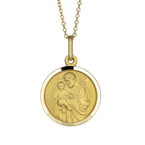 9KT Yellow Gold St Joseph Medal Pendant