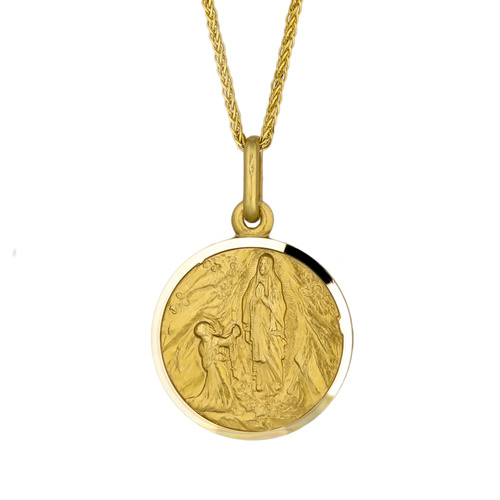 9KT Yellow Gold St Lourdes Medal Pendant