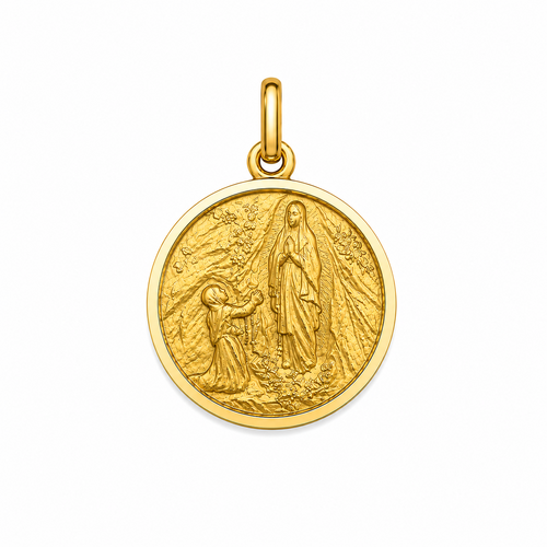 9KT Yellow Gold St Lourdes Medal Pendant