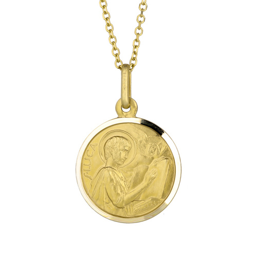 17mm 9KT Yellow Gold St Luke Medal Pendant