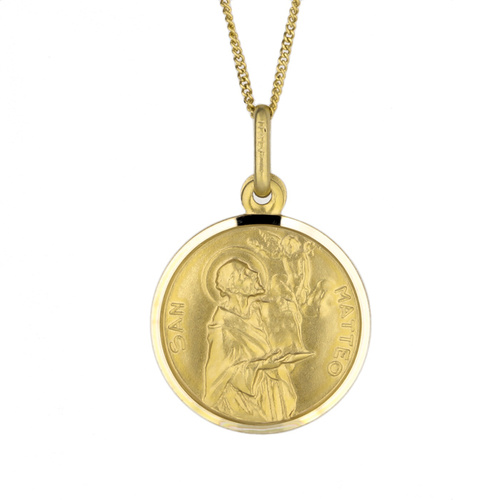 9KT Yellow Gold St Matthew Medal Pendant