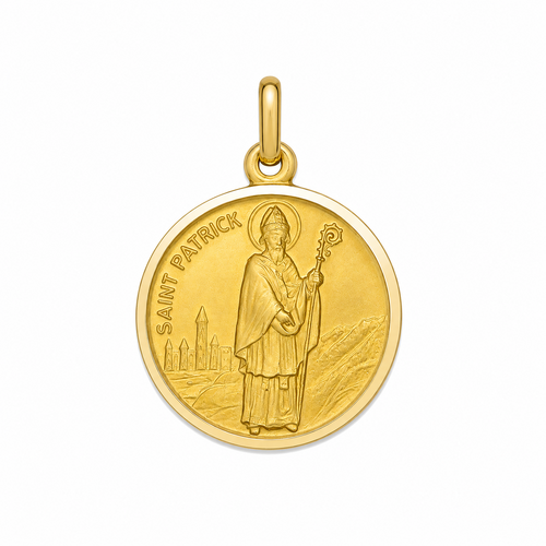 19mm 9KT Yellow Gold St Patrick Medal Pendant
