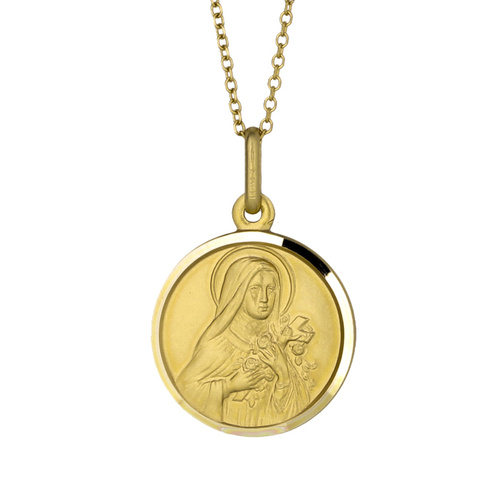9KT Yellow Gold St Therese Medal Pendant
