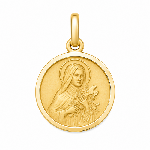 9KT Yellow Gold St Therese Medal Pendant