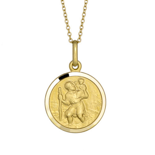 9KT Yellow Gold St Christopher Medal Pendant