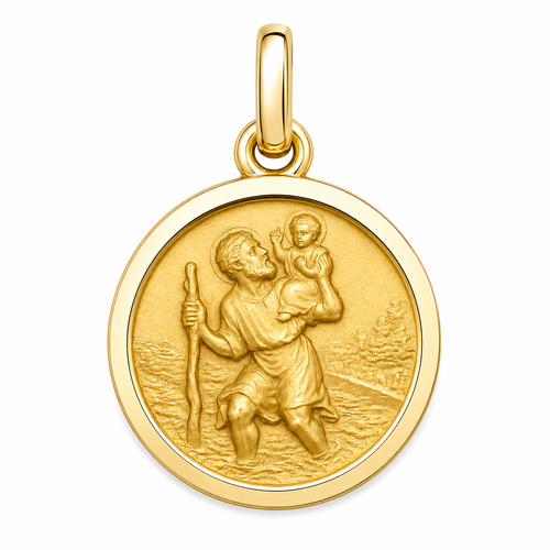 9KT Yellow Gold St Christopher Medal Pendant