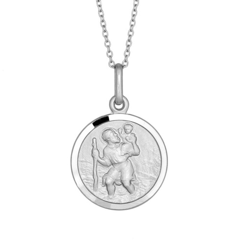 9KT White Gold St Christopher Medal Pendant