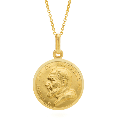 9KT Yellow Gold Padre Pio  Medal Pendant