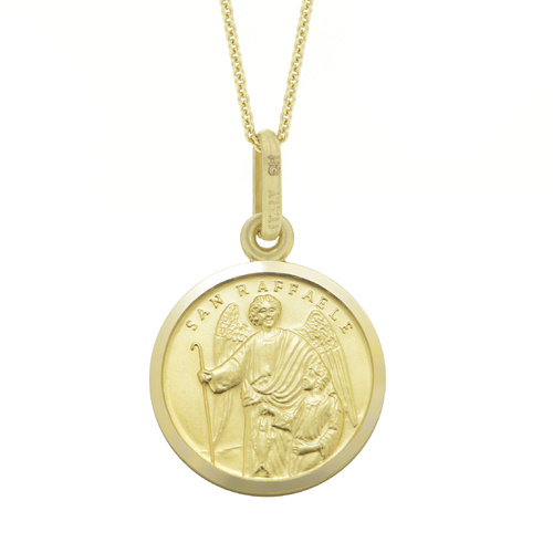 15mm 9KT Yellow Gold St Raphael Medal Pendant