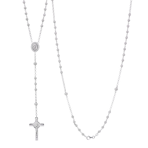 Sterling Silver Star Dust Rosary Bead Necklace