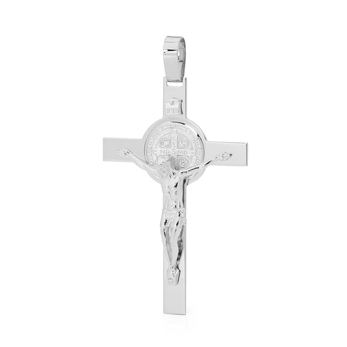 Sterling Silver St Benedict Cross Pendant - Size 37x23.6mm